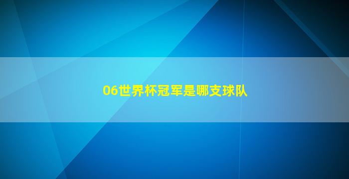 06世界杯冠军是哪支球队