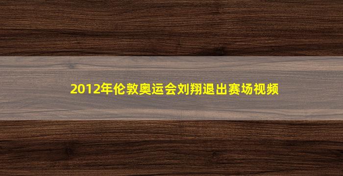 2012年伦敦奥运会刘翔退出赛场视频