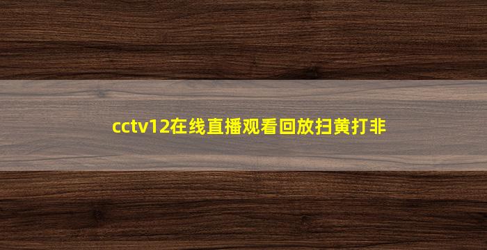 cctv12在线直播观看回放扫黄打非