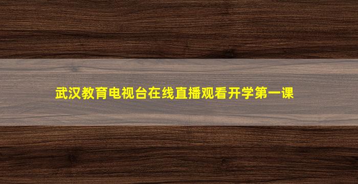 武汉教育电视台在线直播观看开学第一课