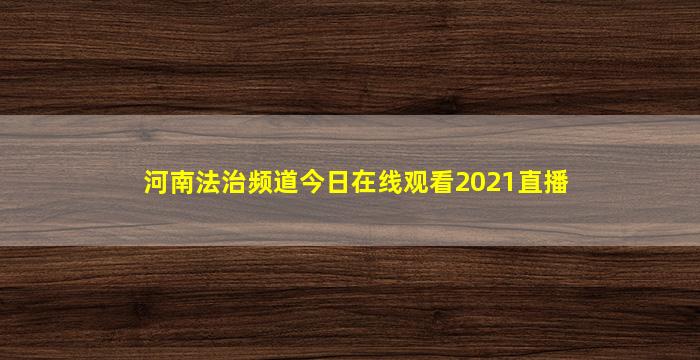 河南法治频道今日在线观看2021直播